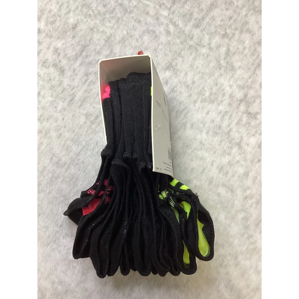 K-Swiss Womens 6 Pair No Show Foot Liner Socks Black Neon Silicone Tab KSSKL0174